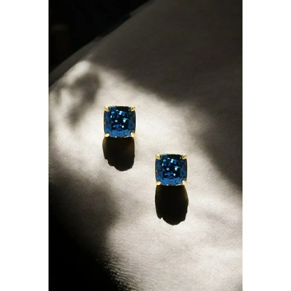 Kate Spade New York Mini Small Square Studs Earrings Navy
